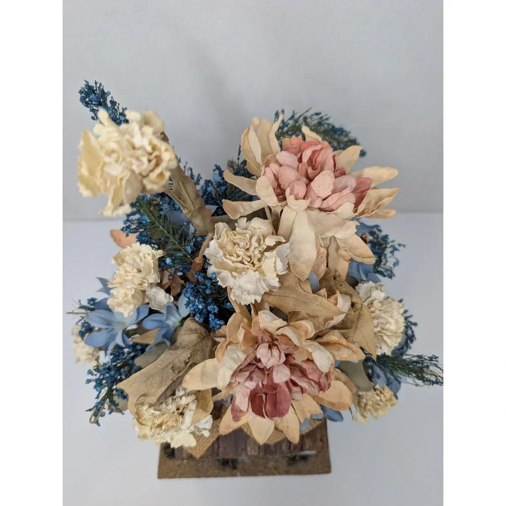 Rustic Log Cabin‎ Floral Arrangement Faux Flowers Basket Lodge Country Decor 11